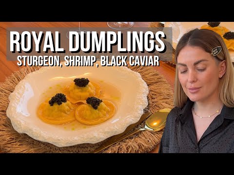 Royal dumplings — sturgeon, shrimp, and black caviar🥟✨