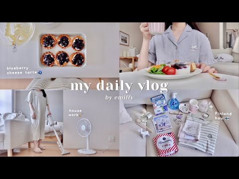 7:40起床､好きなことして過ごす夏の休日の過ごし方｜フィンランド購入品🇫🇮 ブルーベリータルトレシピ🫐｜映画デート🎞️
