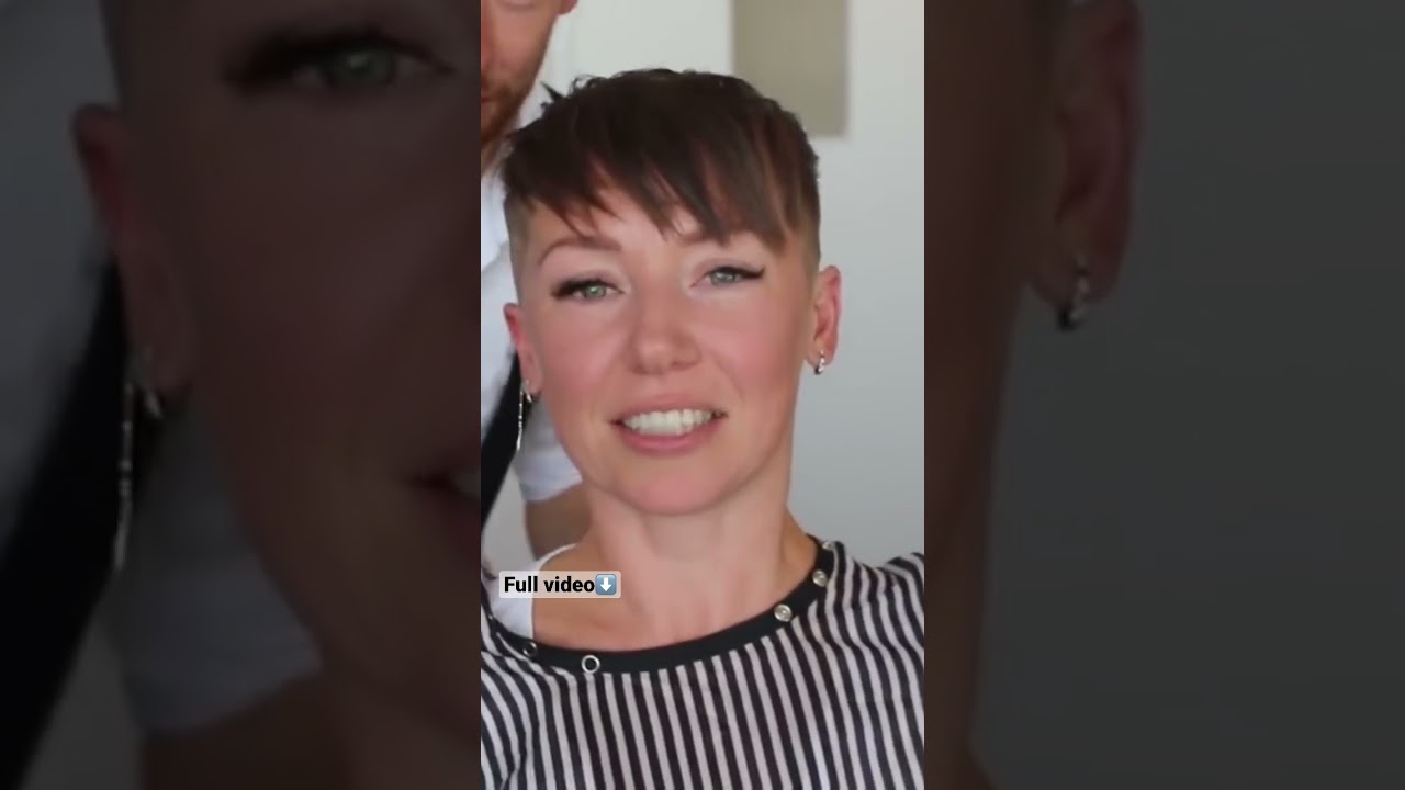 😱🤩 She was so nervous to get her hair cut this short! #clippers #pixie