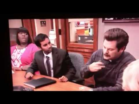 Ron Swanson pulling his tooth out