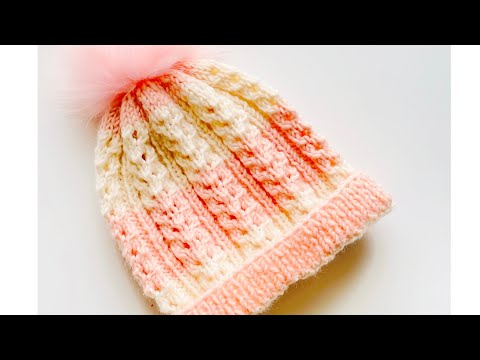 EINFACHE FARNSTICH-STRICKMÜTZE FÜR MÄDCHEN 3-6 Jahre und mehr Größen, Strickmützen für Mädchen