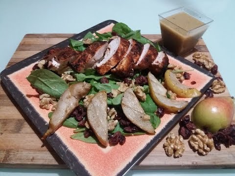 CLEARLY CANADIAN ~ GRILLED CHICKEN, CRANBERRY & PEAR SALAD With MAPLE DRESSING