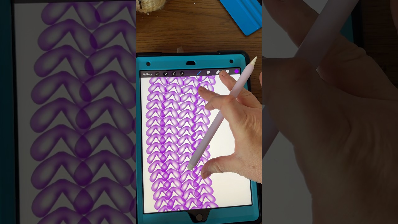 How to make your own crocheting or knitting, digital art brush in procreate. ￼