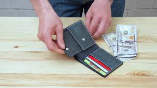 Портмоне комби двух цветов унисекс на магните Grande Pelle 11210 синий