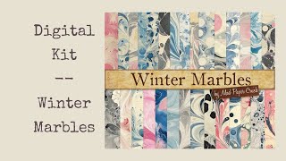 Marbled End Papers with a Winter Feel - Blues, Pinks, Greys and Blacks!