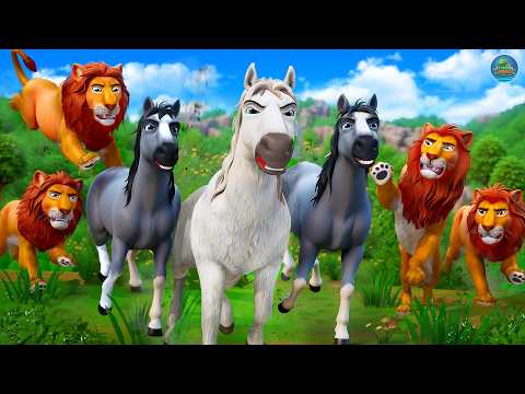 Epic Animal Kingdom Face-Off: Lion Pride vs Horse Herd Battle - Who Will Reign Supreme? Animal Fight