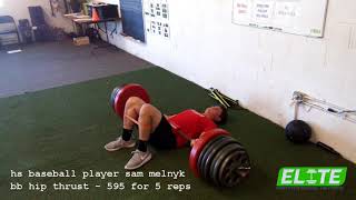 High School Baseball Player Sam Melnyk - 595lb BB Glute Bridge