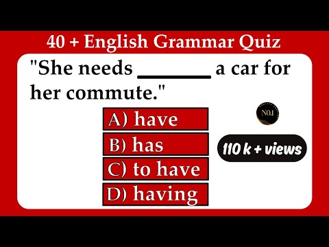 40 + English Grammar Quiz | All 12 Tenses Mixed test | Test your English | No.1 Quality English