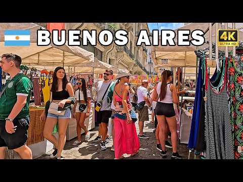 🇦🇷 BUENOS AIRES Argentina 4K Walk | From San Telmo Street Fair to Plaza de Mayo🚶‍♂️
