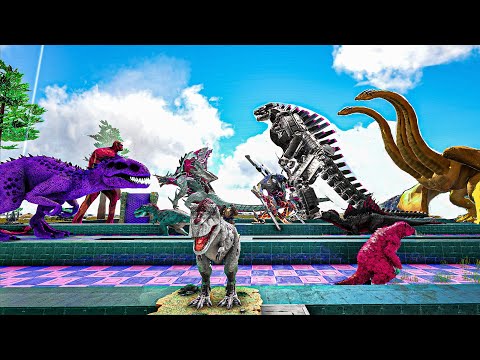 INDOMINUS REX DEATHRUN VS KING GHIDORAH | All ARK Creatures
