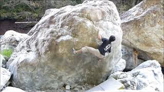 Video thumbnail of ゴジョトロモ, 二段 (7c). 御手洗 (Mitarai)