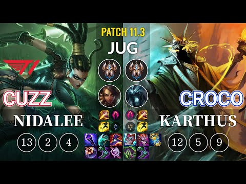 T1 Cuzz Nidalee vs Croco Karthus Jungle - KR Patch 11.3