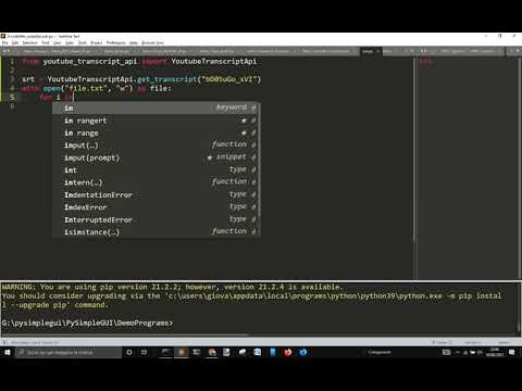 How to get the subtitles of a youtube video – python programming
