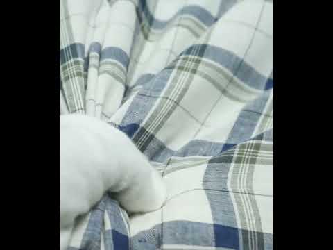 Check White Blue and Olive Cotton Khadi 100 GSM Handwoven Fabric — video