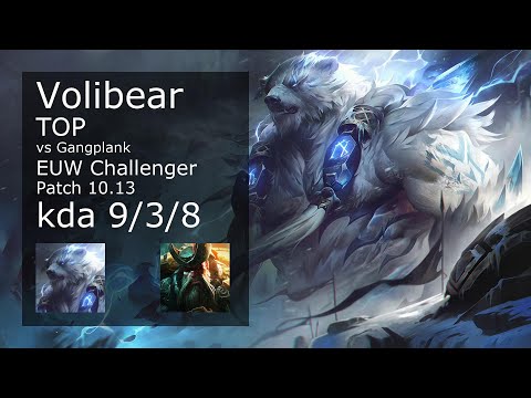 Volibear Top vs Gangplank - EUW Challenger 9/3/8 Patch 10.13 Gameplay