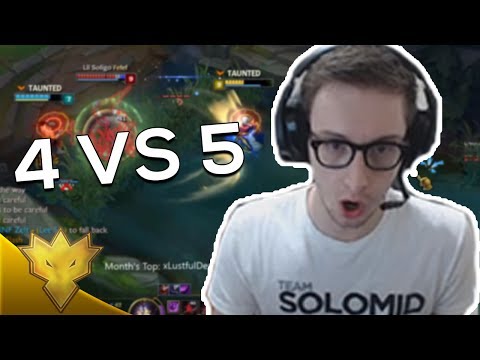 TSM Bjergsen - STUPID 4 VS 5 - League of Legends Funny Stream Moments