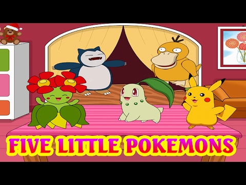 Pokemon Song - Five Little Monkeys Jumping On The Bed | Nursery Rhymes - Pokemon Parody