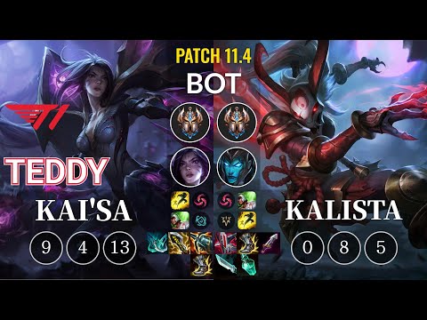 T1 Teddy Kai'Sa vs Kalista Bot - KR Patch 11.4
