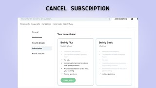How do I cancel my Brainly Study Pack subscription || cancel a subscription on the Brainly app