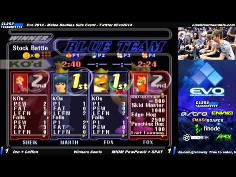 Evo 2014 - Ice + Leffen vs MIOM PewPewU + MIOM SFAT - Winners Semis - SSBM