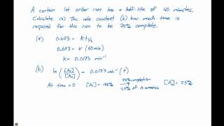 14.4 1st Order Half Life Example Problem