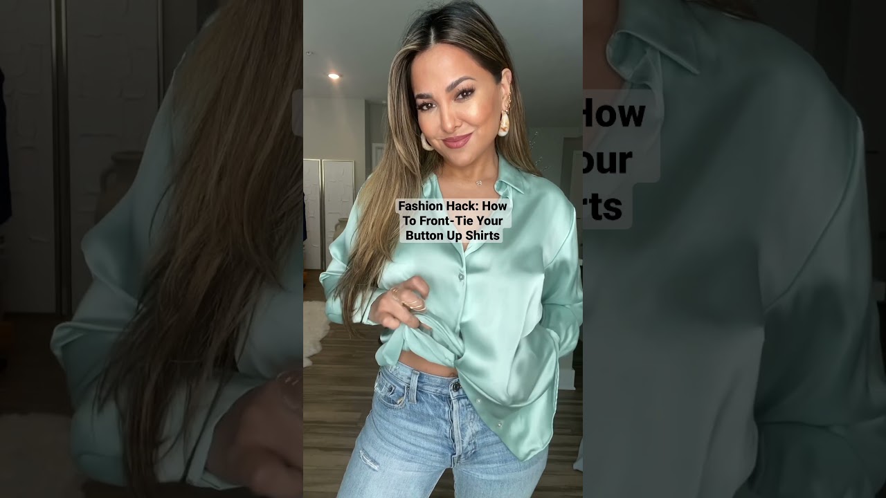 Fashion Hack: How To Front-Tie Your Button Up Shirts✨#ootd #grwm #style #fashion #tutorial #outfit