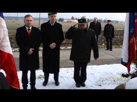 Položitev venca k spomeniku pri Žalikovi domačiji v Logarovcih