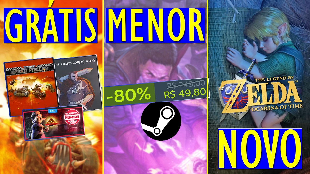 JOGOS GRÁTIS na STEAM e EPIC, PROMOÇÃO com menor PREÇO e ZELDA OCARINA OF TIME REMAKE!