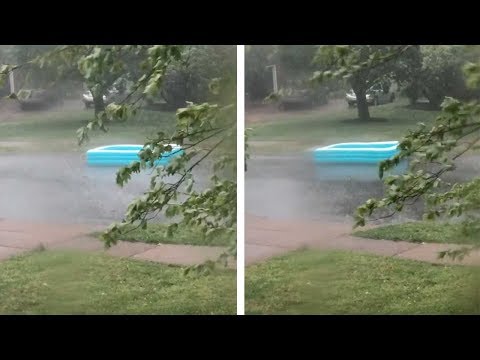 Paddling Pool Gets Blown Down Street