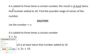 25 Word problems involving Linear Inequalities