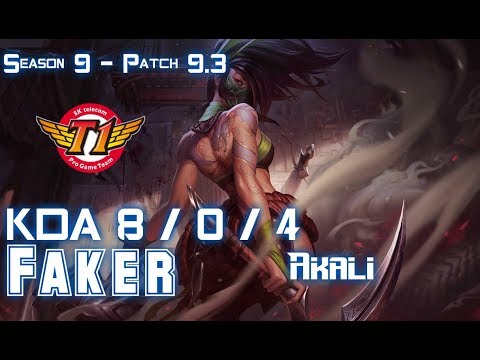 SKT Faker AKALI vs KASSADIN Mid - Patch 9.3 KR Ranked