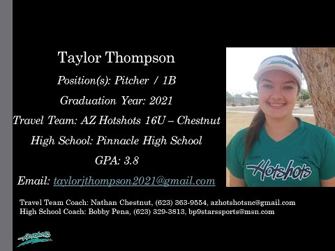 Taylor Thompson Softball Skills Video - 2021 Pitcher 1B
