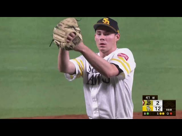 【8回表】ホークス・C.スチュワート・ジュニア 堂々のピッチングで6者連続三振!! 2021/9/5 H-B