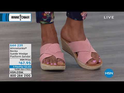 Minnetonka Becka Suede Wedge Platform Sandal