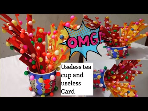 DIY TEACUP FLOWER CARD CRAFT/paperCrafts cup flower easy decoration paper skills #paperflower #paper