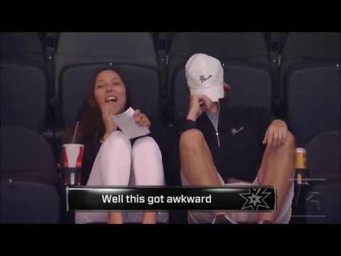 Couple forced to KISS CAM | NBA JAZZ @ SPURS | 16 Dec-2015