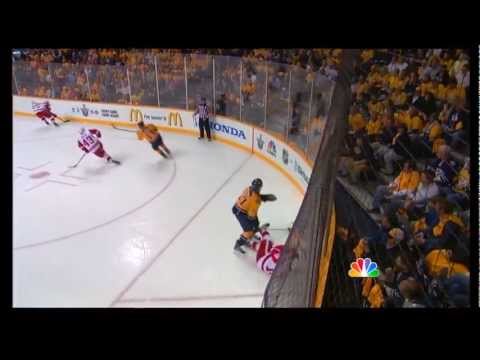 Gabriel Bourque dangerous hit on Ian White April 11 2012 Game 1