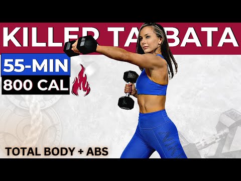 55-MIN FAT KILLER TOTAL BODY TABATA WORKOUT (build lean muscle and lose fat fast + abs, 20/10 timer)
