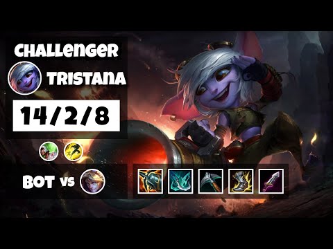 Tristana vs Ezreal KOREAN Challenger BOT (14/2/8) - v11.14