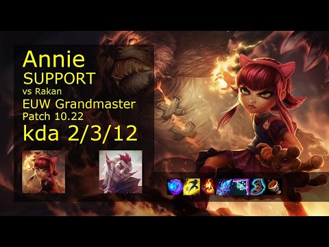 Annie Support vs Rakan - EUW Grandmaster 2/3/12 Patch 10.22 Gameplay