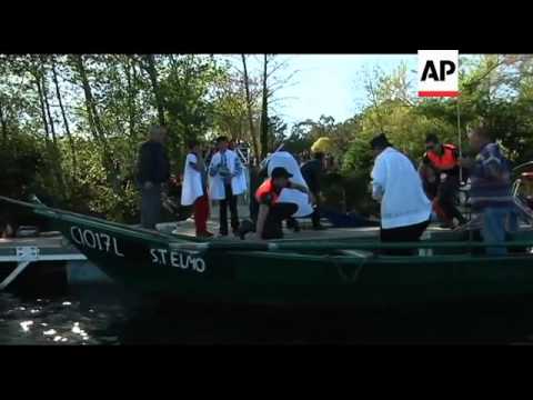Priests cross from either side of Spanish/ Portuguese border for religious ceremony