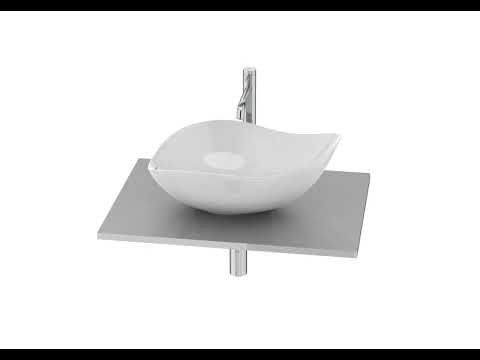 Roca Ruy Ohtake Matt Black  Fineceramic® umivaonik (lavabo) 55x38x18 nadgradni ovalni asimetrični sa poklopcem za odliv A327A13080