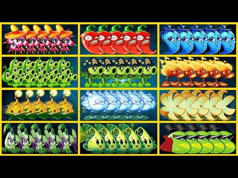 PvZ 2-Challenge-How Many Team Plants Can Kill 40 Excavator Zombies  In One Hit?