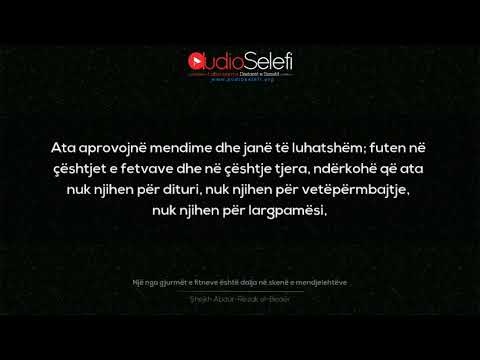 Një nga gjurmët e fitneve është dalja në skenë e mendjelehtëve – Shejkh Abdur-Razzak el-Bedër