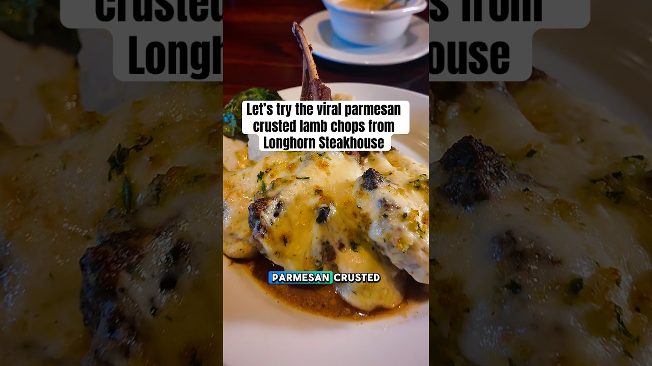 Let’s try the Parmesan crusted lamb chops from Longhorn steakhouse #longhorns #foodie #foodreview￼