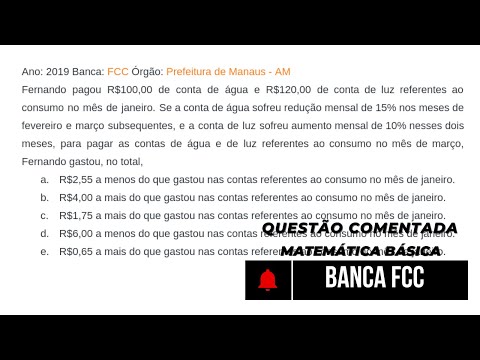 Questão de Matemática Básica da Banca FCC   2019 passo a passo