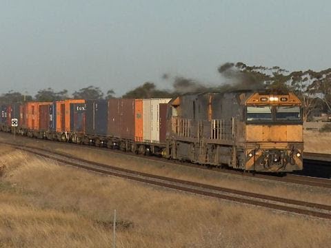 Pacific National NR Class locomotives with container train - PoathTV Australian Freight Trains