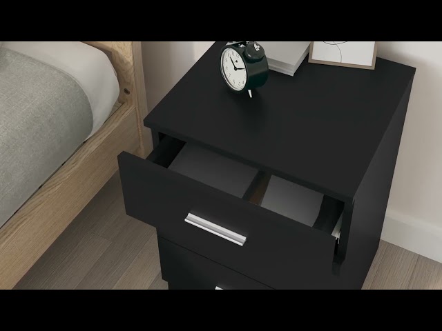 Video Teaser für 800453 vidaXL Bedside Cabinets 2 pcs Black 38x35x56 cm Engineered Wood