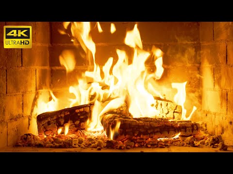 🔥 FIREPLACE (4K ULTRA HD) 10 Hours 🔥Relaxing virtual fireplace with crackling fire sounds in 4K UHD