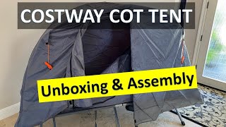 COSTWAY Single Tent Cot Camping Bed Unboxing & Assembly, NP10151
